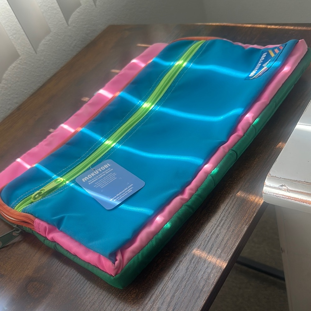 Multicolor Laptop Sleeve with Blue and Pink Accents